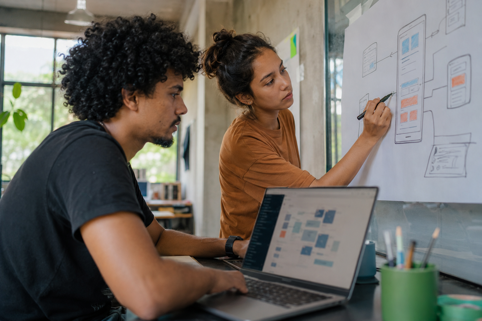 Jovem construindo uma aplicação com inteligência artificial